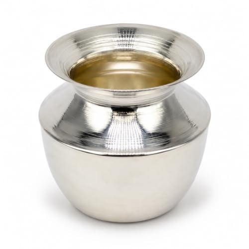 Image of Pure Silver Mini Kalash (Lota), Sacred Water /Milk Pot for Hindu Pooja, Home Temple, Rituals & Ceremonial Use, Handcrafted Puja Vessel, Housewarming Gift