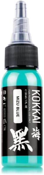 Tinta para tatuagem kokkai sumi Mizu Blue à base de água, sem acrílico, viscosidade média, 15 mL