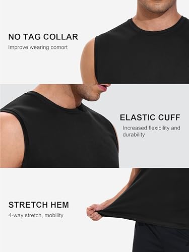 Mens 3 Pack Quick Dry Tank Tops, Moisture Wicking, Mesh Lightweight T-Shirts, Athletic Weightlifting Sleeveless4