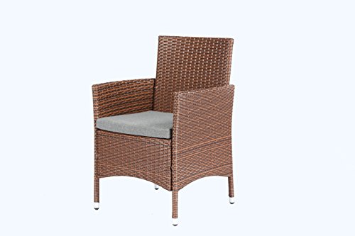 Baner Garden 3 Pieces Outdoor Furniture Complete Patio Cushion Pe Wicker Rattan Garden Dining Set With Coffee Table, Brown #TOP3