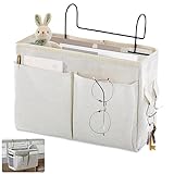Aoreun Organizador de Cabecera, Cama Colgante Bolso con Gancho, Bolsillo de Cabecera Impermeable Cama Colgante, Bolsillos para Cama Organizador de la Cama para Revistas Teléfono Remoto Libro Gafas