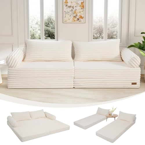 Sofá para sala de estar MeMoreCool 3 en 1 modular funcional beige 2