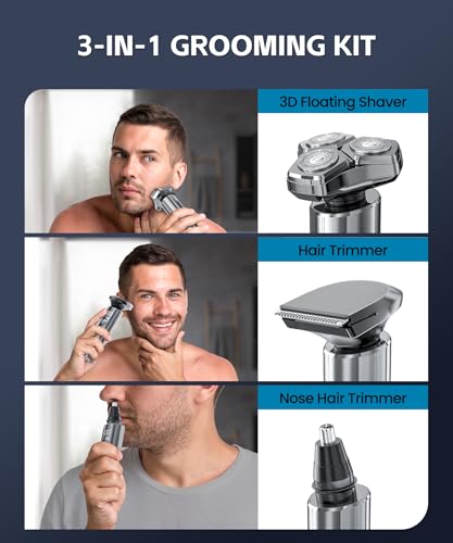 Image of Electric Razor for Men，10,000RPM High-Speed Motor, IPX8 Waterproof, USB Fast Charging, Quick Charge & Travel Lock,Upgraded Titanium Gray