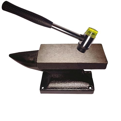 Hyecen Mini Horn Anvil Set,3Lbs Forged Iron Anvil with Rubber Hammer for Jewelry Making,Blacksmith Forge Kit,Jewelry Hammer and Block Set,Bench Block Silversmithing Tools Designed