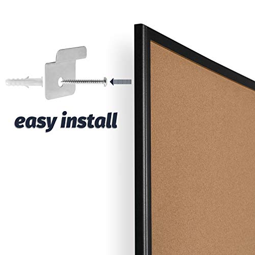 Innovart Cork Bulletin Board 48" X 36" With 40 Push Pins, Corkboard With Black Wood Frame, Cork Notice Board For Home, Office, School #TOP4