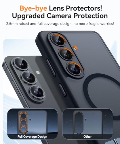 Image of CANSHN Designed for Samsung Galaxy S26 Plus Case (6.7 inch) with Durable Metal Stand, Upgraded [Full Camera Protection] Translucent Matte Back, Hard Case Cover, Black