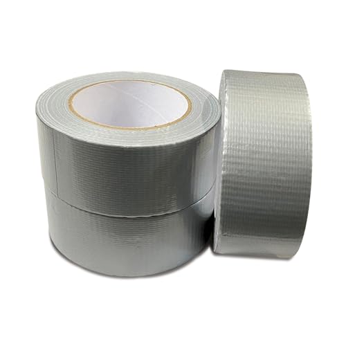 JeeJaan 3 Rolls of Silver Duct Tape 50mm x 50m Heavy Duty Waterproof Gaffa Tape for Electrical Plumbing Use Strong Adhesive Durable Ideal for Sealing Fixing and Wrapping Projects