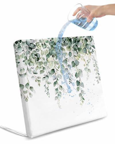 Hokiten Retro Eucalyptus Leaves Outdoor Cushion Chair Cover Set of 4 - Waterproof Couch Seat Covers, Rustic Pastoral Botanical Patio Furniture Protector Cushions Slipcovers for Sofa/RV, 20