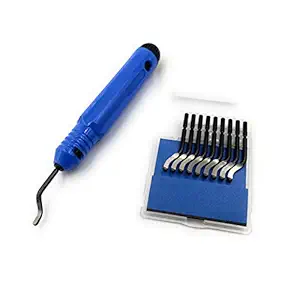 Aone Swivelling Deburring Set with Handle & 10pc Blades Portable for Work on Metals, Plastic, Wood, Wax Multipurpose for Jewellery Making, Jewellery Repair, Model Making & Hobby Crafts DIY
