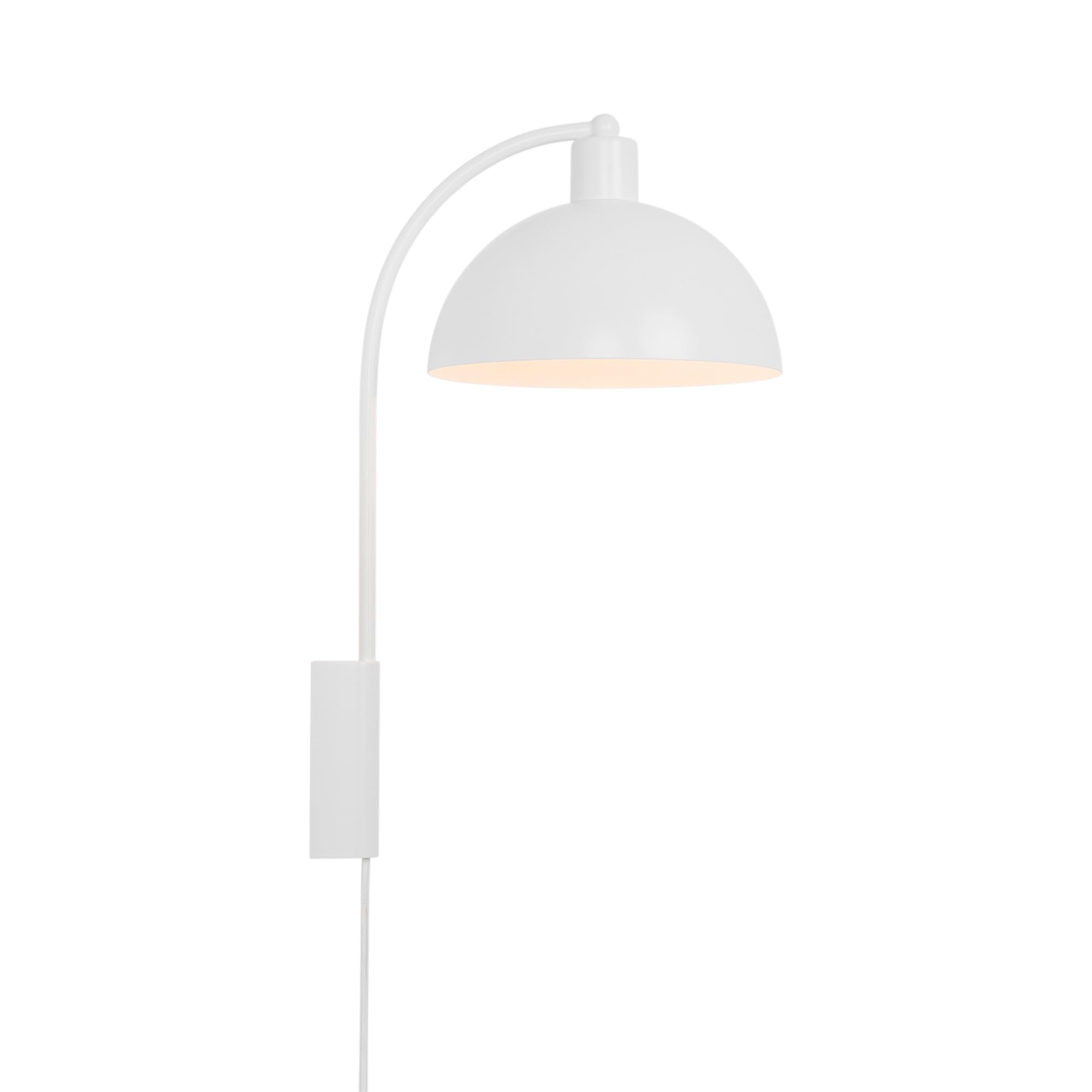 Nordlux White Ellen Indoor Wall Light Metal E14 Dome Shade - Bedroom, Bedside, Living Room Plug In Or Mains Powered, Ip20
