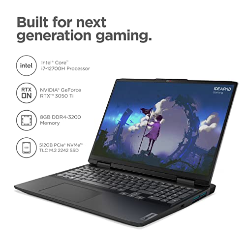 Image of Lenovo IdeaPad Gaming 3i - 2022 - Everyday Gaming Laptop - NVIDIA GeForce RTX 3050Ti Graphics - 15.6 inch FHD Display - 8GB Memory - 512GB Storage - Intel i7 12th Gen - Onyx Grey