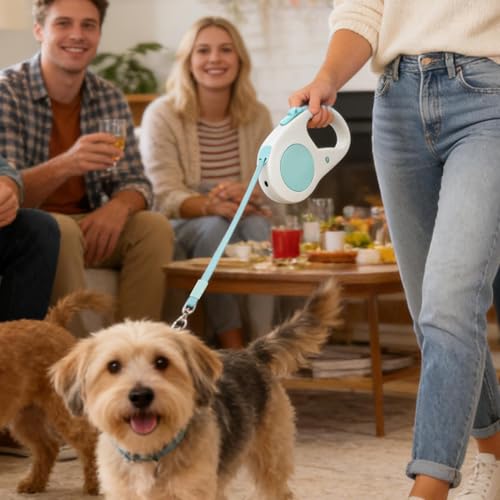 Laisse rétractable pour chien 5m de camping et randonnée avec ruban extensible lumineux - 4