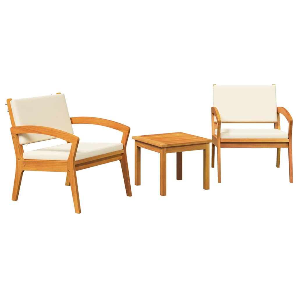 Set da bistrot 3 pezzi con cuscino in poliestere marrone, set esterno da bistrò 3 pezzi marrone, tavolo da bistrot con sedie marrone poliestere mobili da giardino in legno di acacia