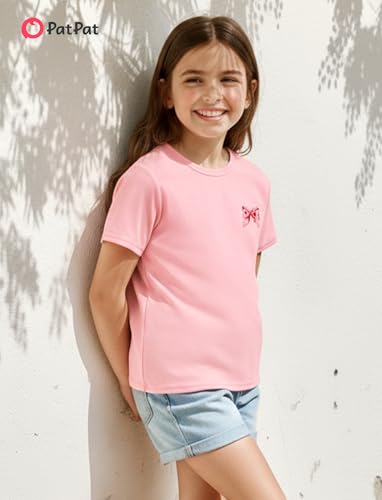 Image of PATPAT Girls Crewneck Short Sleeve Graphic Tees Animal Print Shirts Cute Summer Outfits 5-12 Years