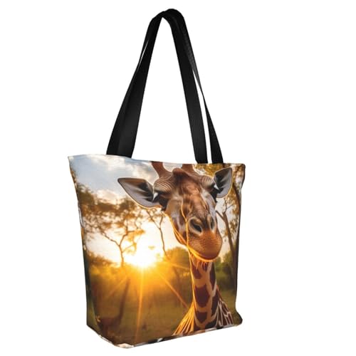 Cute giraffe Print Comfortable Shoulder Bag Summer HandbagTravel Beach Work Daily Use Versatile Carry2