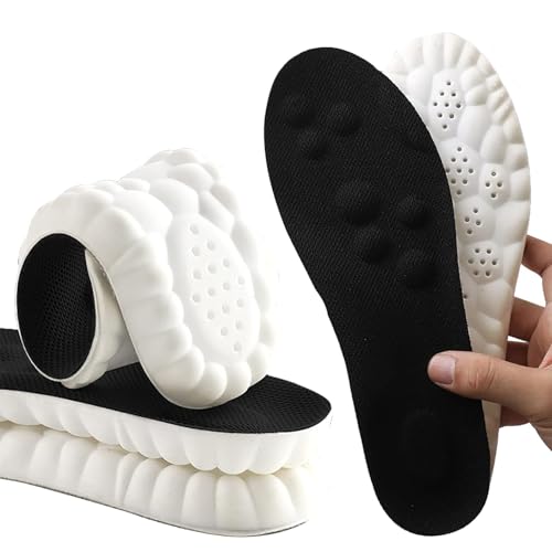 Memory Foam Insoles with Arch Support for Women Men,Comfort Massage Insoles Replacement Shoe Inserts for Trainers Sneakers Sports Shoes Work Boots,Breathable,Shock Absorption (7/7.5UK, Black)