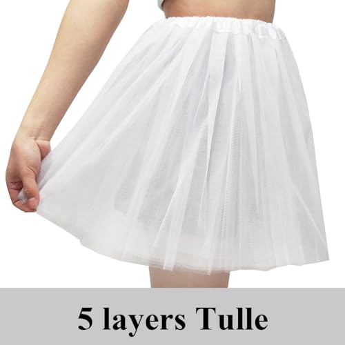 Women's 5-Layer Tulle Tutu Skirt, Adult Dance Ballet Tulle Dress,Teens Halloween Cosplay Running Tutu