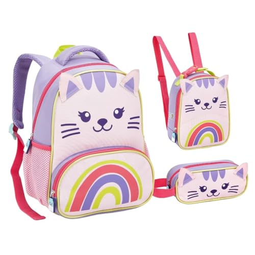 Kit Mochila De Creche Lancheira E Estojo Infantil ZOOP Gato