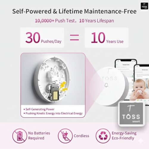 Image of Toss Smart Wireless Doorbell for Home & Office | 45 Melodies, 50m Range, Battery Operated, Easy Install, No Wi-Fi Needed, Durable Design