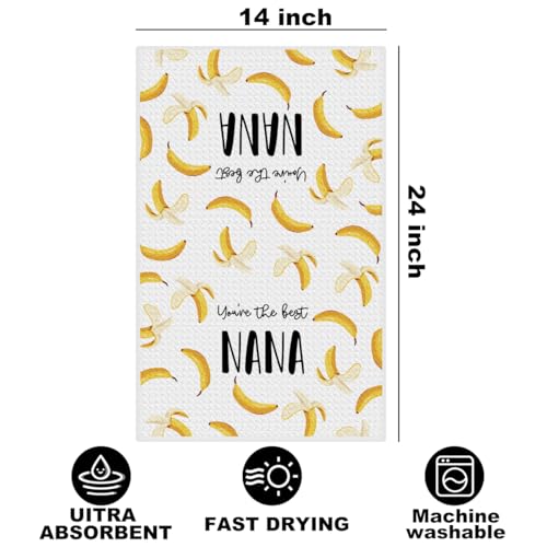 Image of Nana Gifts Banana Kitchen Towels 24x14 Inch, Nana Gift from Grandkids Reusable Dish Towels for Kitchen Bathroom Decor, Waffle Weave Absorbent Hand Cloth Tea Towel, Grandma Gifts for Mothers Day