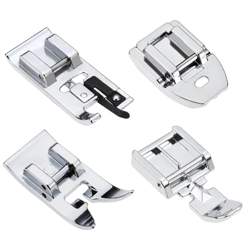 ADNIWT 4Pcs Zipper Presser Foot Kit Overlock Presser Foot Invisible Zipper Foot Wide Zipper Foot Fits for All Low Shank Snap-On Singer Brother Janome Babylock Elna and More Sewing Machine