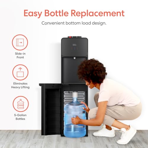 Image of Brio 130SS Series Bottom Load Water Cooler Dispenser, Black+Stainless Steel
