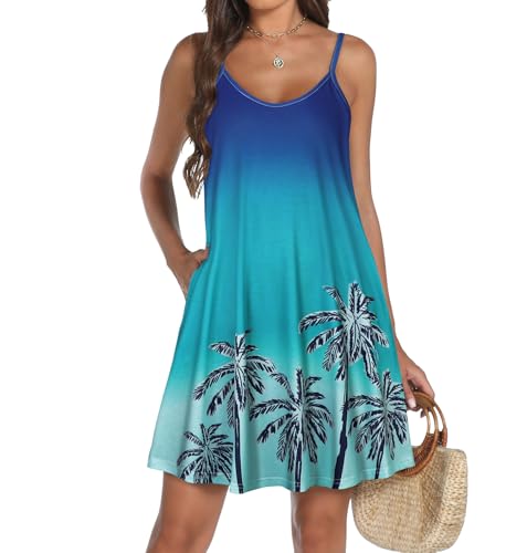 Image of elescat Womens Summer Dresses Spaghetti Strap V Neck Casual Sleeveless Sundress Beach Cover Ups with Pockets 2026