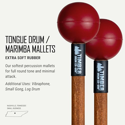 Image of Timber Drum Co. Xylophone /Bell Kit Mallet Set - MADE IN U.S.A. Percussion | Sticks For Glockenspiel, Marimba, Cymbals, Blocks, Tongue Drum - 5 Pairs Soft To Hard, Solid Birch Handles, 15.25 inch