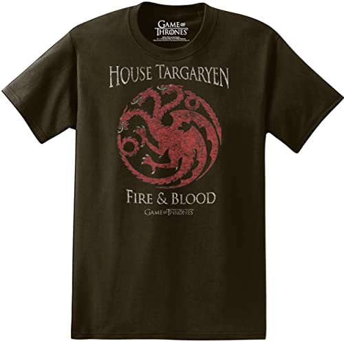 Game of Thrones - House Targaryen Fire & Blood - T-Shirt - Black (Large)