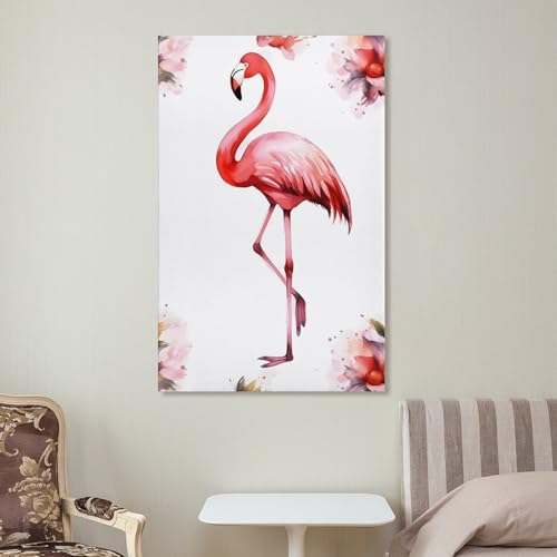 Toile murale flamant rose grand format 60x90 poster suspendre - 7