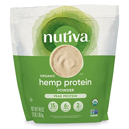 Nutiva Organic Cold-Pressed Raw Hemp Seed Protein Powder, Peak Protein, 3 Pound, USDA Organic, Non-GMO, Whole 30 Approved, Vegan, Gluten-Free & Keto, Plant Protein with Essential Amino Acids #1