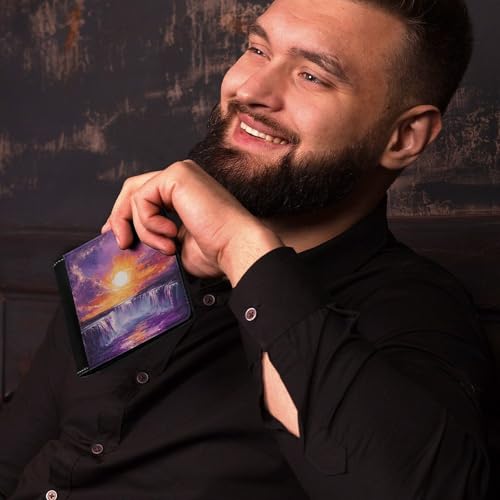 Victoria Falls Sunset Slim Leather Biford Wallet for Men with 6 Card Holders Cash Pockets for Travel4