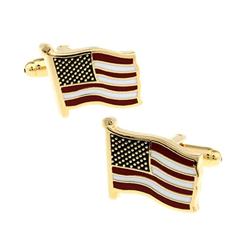 Daesar Mancuernillas para Hombre Banderas de Estados Unidos Doradas miniatura 1