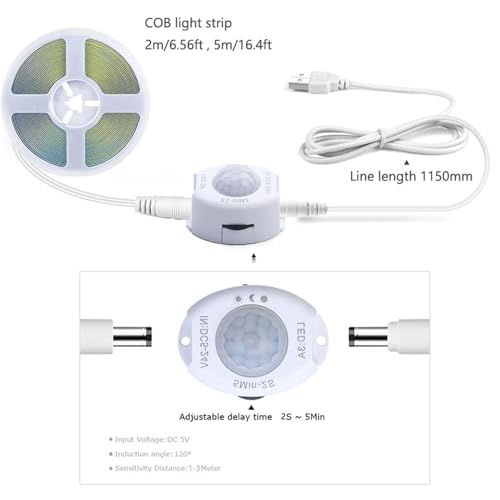 Cinta LED COB 5M 4000K con sensor y modos ajustables miniatura 3