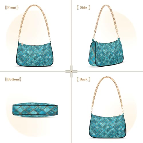 Bolsos bandolera para mujer, color turquesa, estilo hobo y tote, pequeño clutch con cierre de cremallera miniatura 4