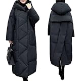 KJHD Modo Wanita Corea Longgar Bagian Panjang Mantel Lutut Modo Jaket Katun Hitam Bawah Perempuan Tebal, Svart, L