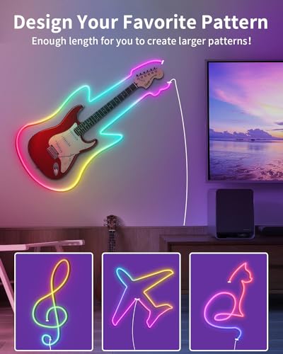 Image of 16.5ft Neon Rope RGB Lights, IP68 Waterproof Flexible Neon Lights, LED Strip Lights for Bedroom, Room Decor for Christmas, Outdoors, Pool B