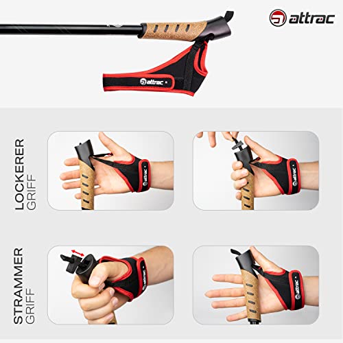 Attrac Wanderstöcke Faltbar - 69-136 cm Nordic Walking Stöcke - Aluminium Trekkingstöcke Mit...
