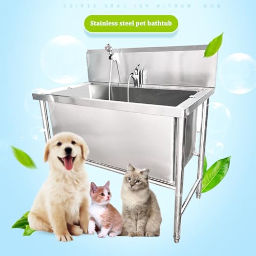 Estación de lavado de perros de acero inoxidable – Tina profesional de aseo para mascotas, bañera portátil y estación de ducha para una fácil limpieza y aseo de mascotas en casa