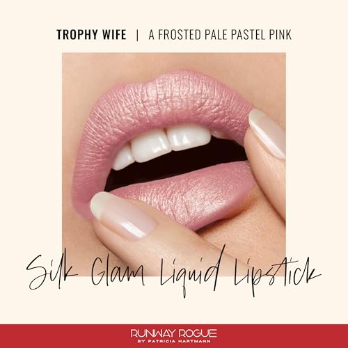 Runway Rogue Silk Glam Liquid Lipstick, Long Wear Frosted Pale-Pink Lipstick, ‘Trophy Wife’