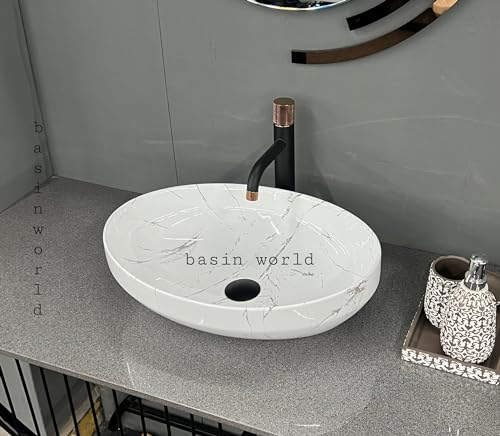 Image of IMPORTED Ceramic Wash Basin Countertop Tabletop Bathroom Sink Wash Basin (20 x 14.5 x 5.5 INCH) NCTT-442