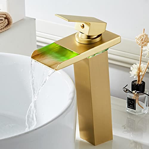 Mitigeur cascade LED eau chaude et froide pour vasque haute de salle de bain
