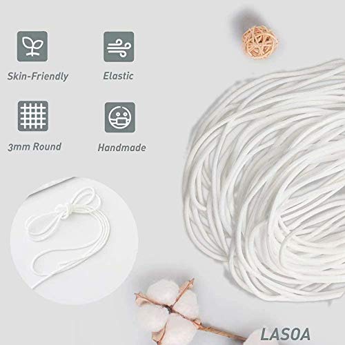 image for VARTHUS 1/8 inch Braided Elastic Band Width White Elastic String Cord 