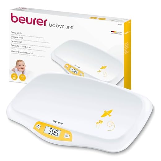 Beurer BY 80 Babyweegschaal met LCD Scherm, tot 20 kg, Gemakkelijk Schoon te Vegen, 550 x 310 x 53 mm, Wit/Geel