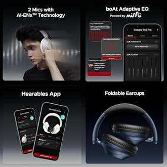 Boat Rockerz 650 Pro (2025 Launch),Touch/Swipe Controls,Dolby Audio,80Hrs Battery,2Mics Enx,Fast Charge,App Support,Dual Pair,Bluetooth Over Ear Headphones,Wireless Headphone with Mic (Starry Night)