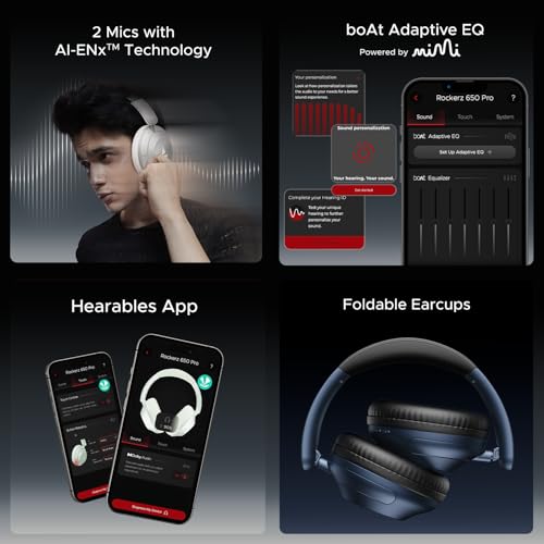 boAt Rockerz 650 Pro (2025 Launch),Touch/Swipe Controls,Dolby Audio,80Hrs Battery,2Mics Enx,Fast Charge,App Support,Dual Pair,Bluetooth Over Ear Headphones,Wireless Headphone with Mic (Starry Night) - Image 3