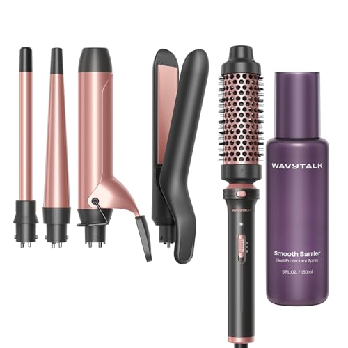Wavytalk Multi Curl 5 in 1 Curling Wand Set and Heat protectant Spray for Hair 5 Fl Oz