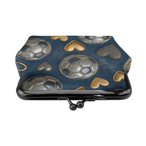 Pu Leather Buckle Coin Purse Soccer Ball Pattern Girls Kiss-Lock Change Purse Wallets2