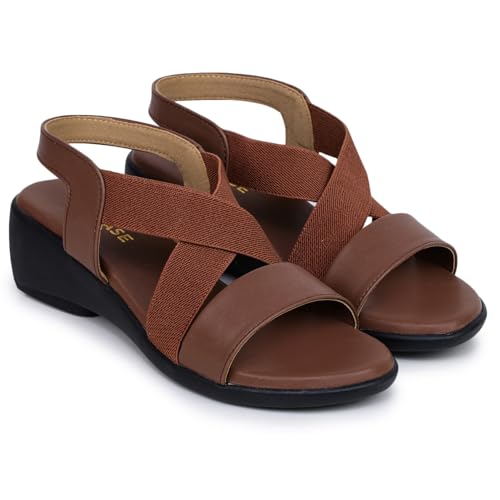Image of TRASE Women's Fashion Sandals | Faux Leather Comfortable and Stylish Wedge | For Casual Wear & Formal Wear Occasions 2 inches heel for Women & Girls