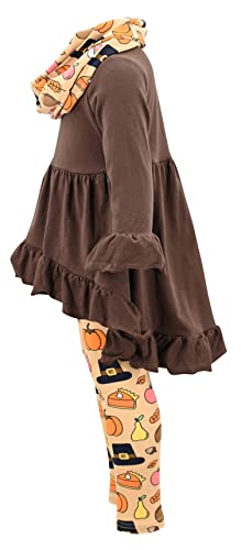 Image of Unique Baby Girls Kids Toddler 3pc Outfit Set Long Sleeve Cotton Blend Tunic Top Leggings and Scarf